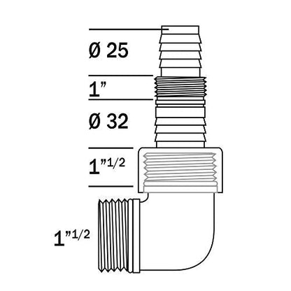 RIBIMEX PRRACRPVC Pump Outlet Fitting