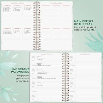 PLANBERRY Large Hourly Schedule Planner Premium – Undated Organizer for Productivity, Time Management & Budget, 20x27cm (Green Pastures)