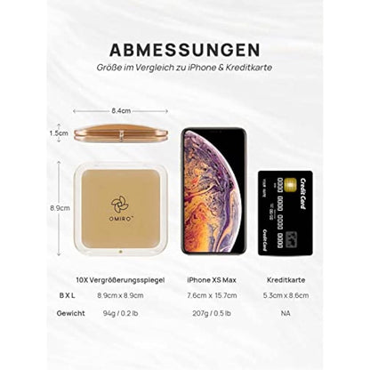 Compact Mirror Magnifying Pocket Mirror 10X Small Travel Folding Mirror for Handbag Square 3.5 inch(Gold)