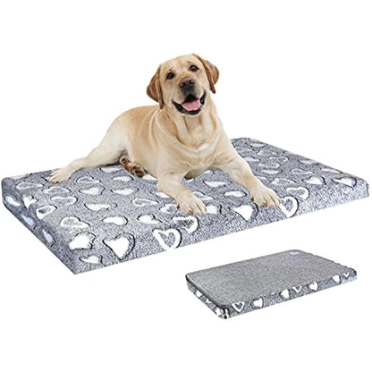 VANKEAN Dog Bed Mat Reversible(Warm & Soft), Stylish Pet Bed Mattress for Dog Crate, Water Proof Linings, Removable Machine Washable Cover, Pet Bed for Small to XX-Large Dogs, Light Grey