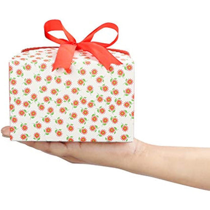 Belle Vous Scalloped Paper Square Gift Boxes with Ribbon (20 Pack) - 14.7 x 14.7 x 9.4cm/5.78 x 5.78 x 3.7 Inches - Small Boxes for DIY Wedding and Party Gifts/Favours, Handmade Soap & Candy