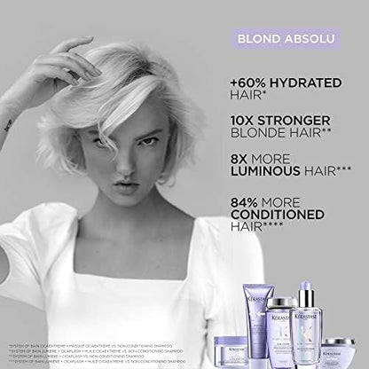Kérastase Blond Absolu, Intense Conditioning Hair Mask, For Sensitised Lightened or Highlighted Hair, Ideal for Post-Bleaching, With Hyaluronic Acid & Edelweiss Flower, Masque Cicaextreme, 200ml