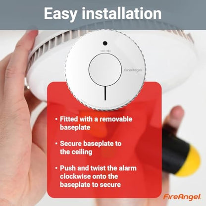 FireAngel Optical Smoke Alarm 2-Pack - FA6620 10-Year Battery Smoke Alarms for Home with Test/Silence Button - Replacement for FireAngel ST-622/ST-620 - Early Smoke Detector Fire Alarm - White