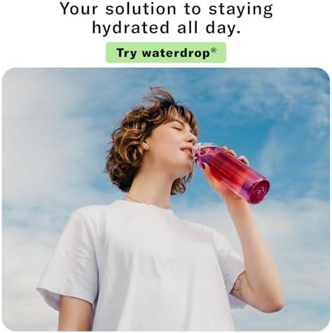 Microdrink waterdrop® Glass Starter Set – 600ml Borosilicate Glass Bottle + 18 Sugar-Free Hydration Cubes in 6 Flavours, Vitamin C & B Infused, BPA Free Water Bottle, Gift Set