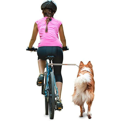 dobar® 62000 Walky Dog Plus Dog Bicycle Lead, Stainless Steel Spacer, Bicycle Holder with Triple Rear Damper, Traction Lead with Quicklock and Spacer, 37.5 cm, Silver