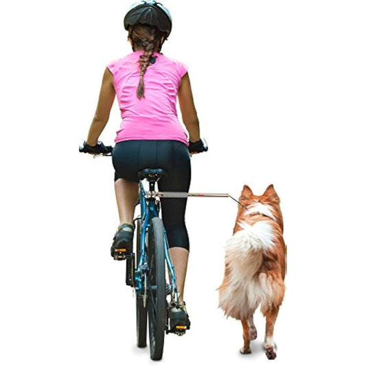 dobar® 62000 Walky Dog Plus Dog Bicycle Lead, Stainless Steel Spacer, Bicycle Holder with Triple Rear Damper, Traction Lead with Quicklock and Spacer, 37.5 cm, Silver