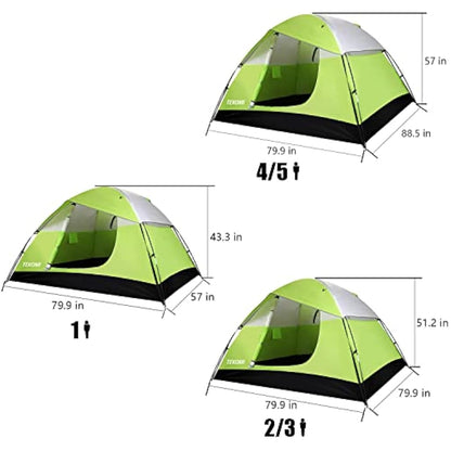 Camping Tent, TEKOMI Waterproof Family Dome Tent with Removable Rain Fly, Instant Cabin Tent for 60 Seconds Set Up, Advanced Venting Design, Fit Camp Backpacking Hiking Outdoor, Dark Green