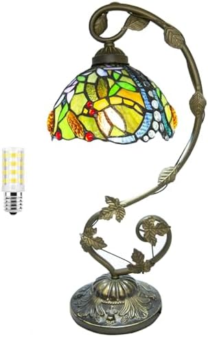 Ppbmocw Tiffany Dragonfly Lamp,21x11x8 inches Stained Glass Lamp with Three-Color Dimming for Bedside Table,Antique Office,As A Gift to Family and Friends