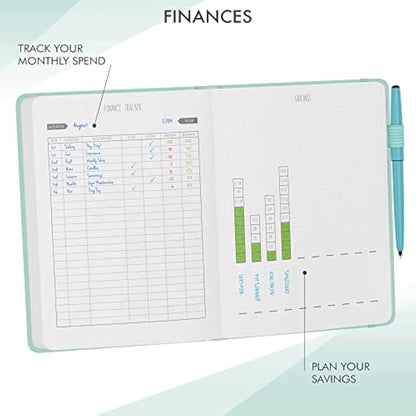 Daily Planner & appointment diary - Gratitude journal, wellness journal & Undated weekly planners and organisers - Desk journals for women & men - LUX Productivity Classic (DUCK EGG BLUE)