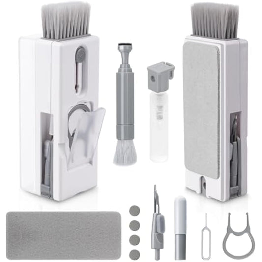 Alyvisun 11 in 1 Laptop Cleaning Kit, Multifunctional Keyboard Cleaner Brush with Keycap Puller for Tablet, Phones, Earphones, PC, Grey