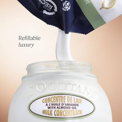 L'OCCITANE Almond Milk Concentrate, Enriched with Almond Oil, Vegan & 95% Readily Biodegradable, 48 Hour Hydration, Clean & Luxury Beauty Bodycare for All Skin Types