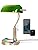 FIRVRE Bankers Office Desk Lamp, Vintage Green Glass Table Lamp with Brass Base, Classic Retro Light with Wireless Charging&USB Port