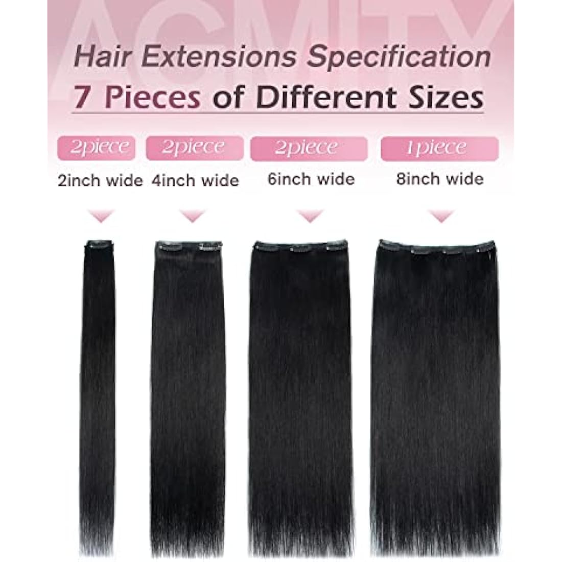 AGMITY Clip in Jet Black 16 inch 7Pcs 120g 100% Real Remy Human Hair Seamless Double Weft Straight Hair Extensions