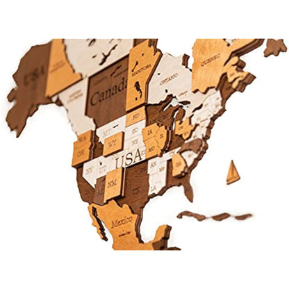 Woodvio 3D Wooden World Map, Decorative Wall Art for Home and Office Décor - size Medium (120x62cm)