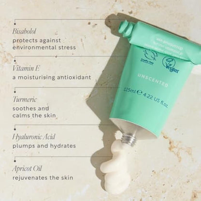 Lucy Bee Facial Cleanser, Certified Organic Soothing Makeup Remover & Cream Cleanser, Suitable For Sensitive Skin & Redness-Prone, Anti-Ageing, Vegan Cruelty Free & Palm Oil Free, 125ml