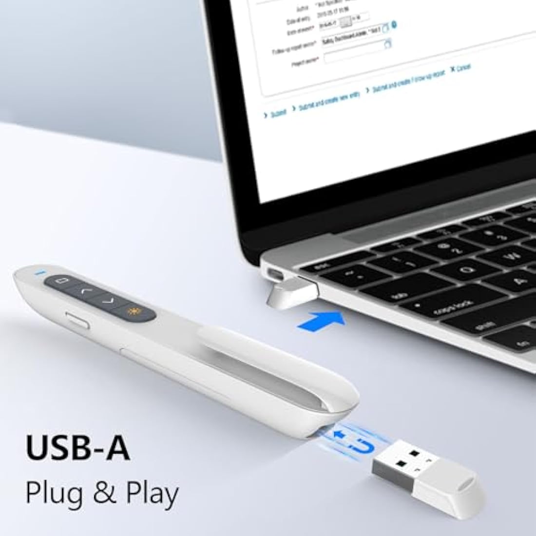 NORWII N27 Presentation Clickers, 328FT Powerpoint Clicker Wireless Presenter Remote, 2.4GHz Hyperlink Volume Presentation Clicker for Powerpoint Computer Laptop Mac(White)