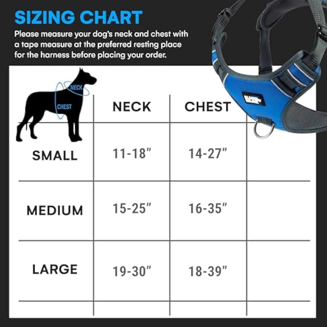 Black Rhino - Comfort Dog Harness with Mesh Padded Vest for Small - Large Breeds | Adjustable, Reflective | 2 Leash Attachments on Chest & Back - Neoprene Padded Training Handle | Large, Blue-Green
