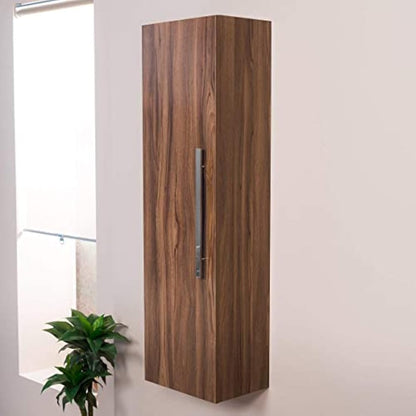 NRG Walnut 1200mm Wall Hung Tall Unit Bathroom Furniture Storage Cabinet Soft Close Door