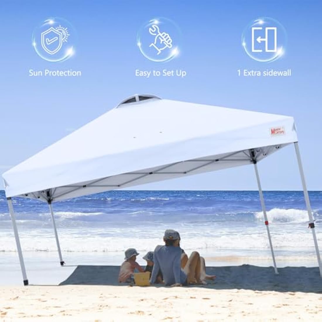 MASTERCANOPY Durable Ez Pop-up Gazebo Tent with 1 Sidewall (3x3M,White)