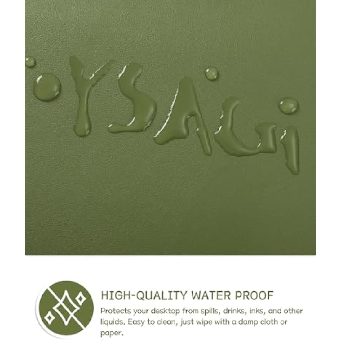 YSAGi Non-Slip Desk Pad, Waterproof PVC Leather Desk Table Protector, Ultra Thin Large Mouse Pad, Easy Clean Laptop Desk Writing Mat for Office Work/Home/Decor (90 x 43 cm, Grass Green)