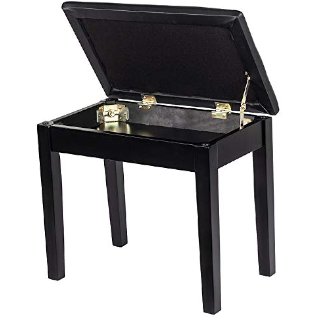 GRANDMA SHARK Piano Stool, Dressing Table Stool, Single Seat Keyboard Bench with Storage Compartment, Soft Faux Leather Padded Seat (Black)