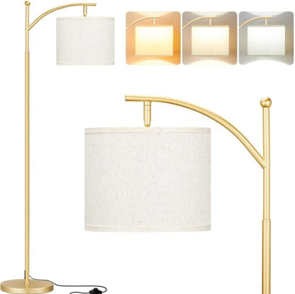 Aooshine Floor Lamps for Living Room with 3 Color Temperatures, Adjustable Tall Standing Lamp with Off White Shade and Gold lamp Hole(Bulb Included)