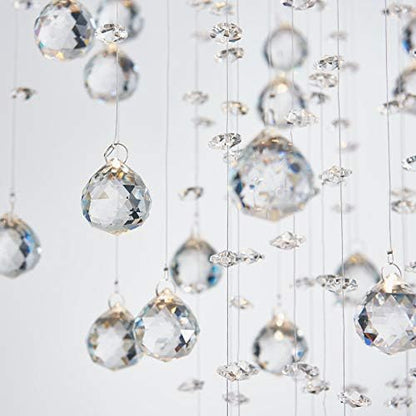 BESTIER Modern Crystal Raindrop Chandelier Lighting Flush Mount LED Ceiling Light Fixture Pendant Lamp for Dining Room Bathroom Bedroom Livingroom 8 GU10 LED Bulbs Required Width 55 cm Height 120 cm