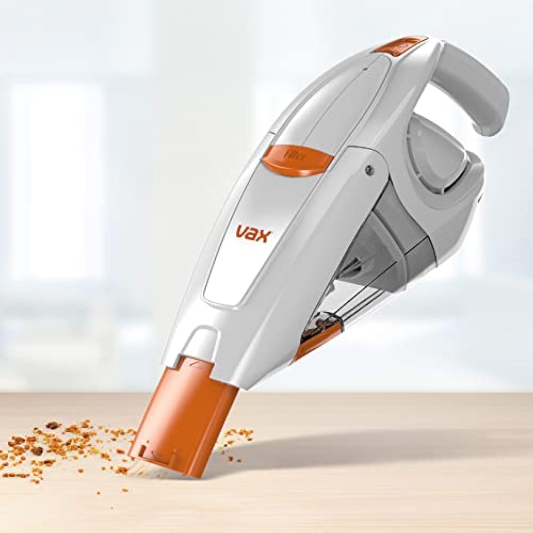 Vax Gator Cordless Handheld Vacuum Cleaner | Lightweight, Quick Cleaning | Built-in Crevice Tool - H85-GA-B10, 0.3 Litre, White and Orange
