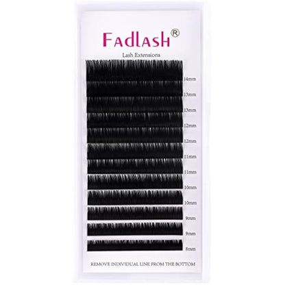 Fadlash Individual Classic Eyelash Extension 0.07mm D Curl 8-14mm Mixed Tray 1:1 Matte Black Professional Classic Individual Lashes