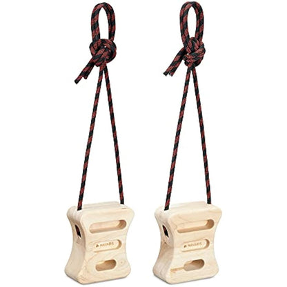 Navaris Rock Climbing Fingerboards - Set of 2x Wooden Hangboard Fingerboard Hanging Block for Training Fingers, Rock Climbers - Bouldering Hang Blocks