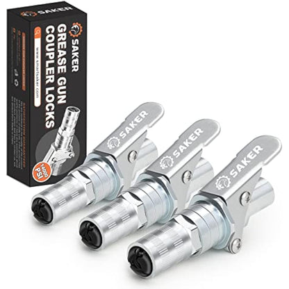 Saker Grease Gun Coupler-Upgrade to14000 PSI,Duty Quick Release Grease Couplers,Compatible with All Grease Guns 1/8" NPT Fittings (3 PCS)