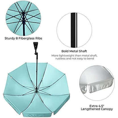 G4Free UPF 50+ Universal Clamp On Umbrella Adjustable Outdoor UV Protection Beach Chair Umbrella for Strollers, Wheelchairs, Patio Chairs, Golf Carts and Beach