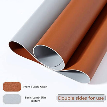 DOBAOJIA Desk Pad XX-Large, Desk Mat, Desk Blotter, Laptop Pad, Extended Mouse Mat, Mouse Pad XXL, Writing Pad for Office/Home, Dual-Side Use PU Leather Waterproof 35.4" X 16.9"(Brown/Grey)