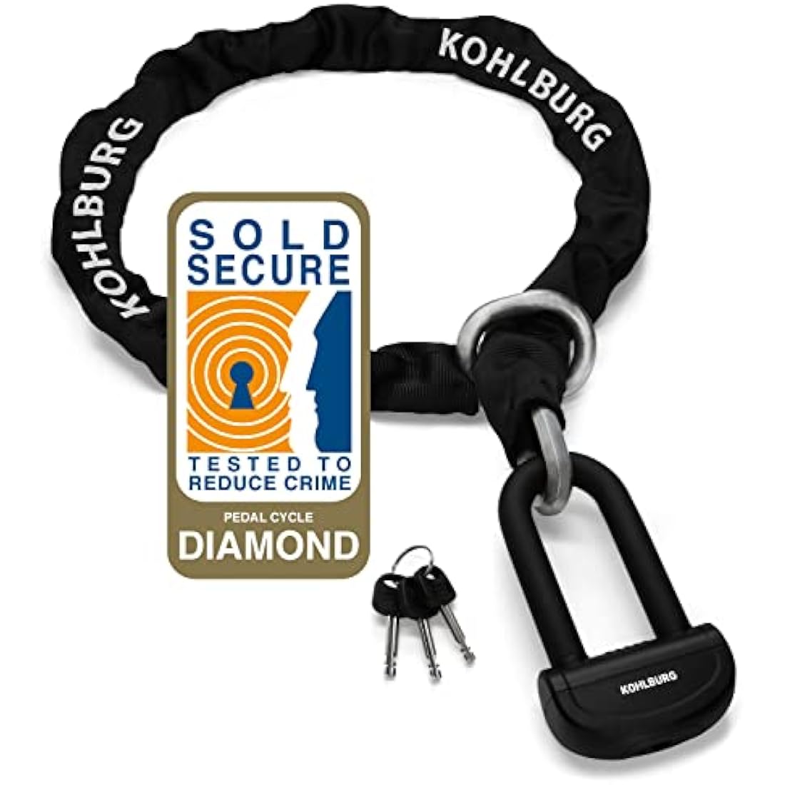 KOHLBURG 8kg Massive Motorcycle Security Chain Lock - 210cm Long Our Highest Security Level 10plus of 10 - Heavy Duty Steel Chain 0.5" as Motorcycle Lock Scooter & ebike Lock Sold Secure Diamond