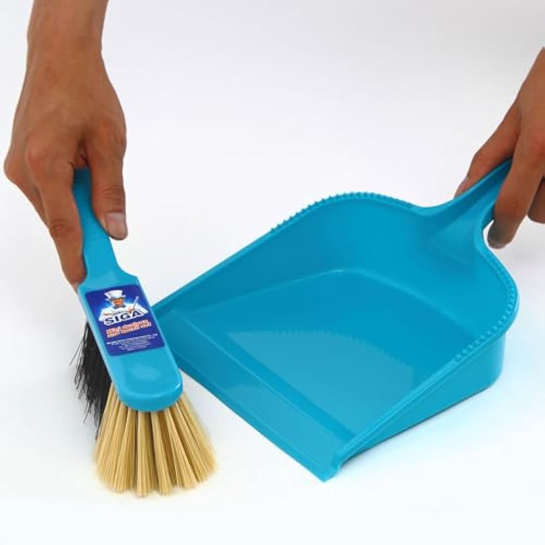 MR.SIGA Dustpan and brush set - Pack of 2, Blue & Grey