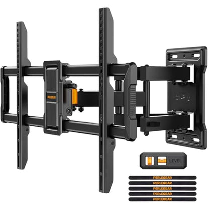 Perlegear TV Wall Bracket for 42–84 Inch Flat/Curved TVs up to 60 kg, Tilt and Swivel Wall Brackets with Dual Arms, Full Motion TV Wall Mount Max VESA 600x400mm, PGLF12