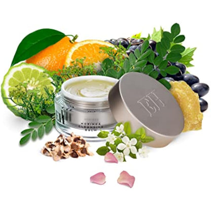 Emma Hardie 200ml Moringa Cleansing Balm with Cleansing Cloth Set, No-Rinse Formula Removes Face & Eye Make Up, Moisturizes & Hydrates the Skin, Natural & Cruelty Free, for All Skin Types