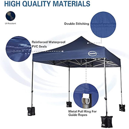 MAXIMUS HEAVY DUTY POP UP GAZEBO 3m x 3m COMMERCIAL MARKET STALL WITH 4 WEIGHT BAGS (No Walls, Blue)