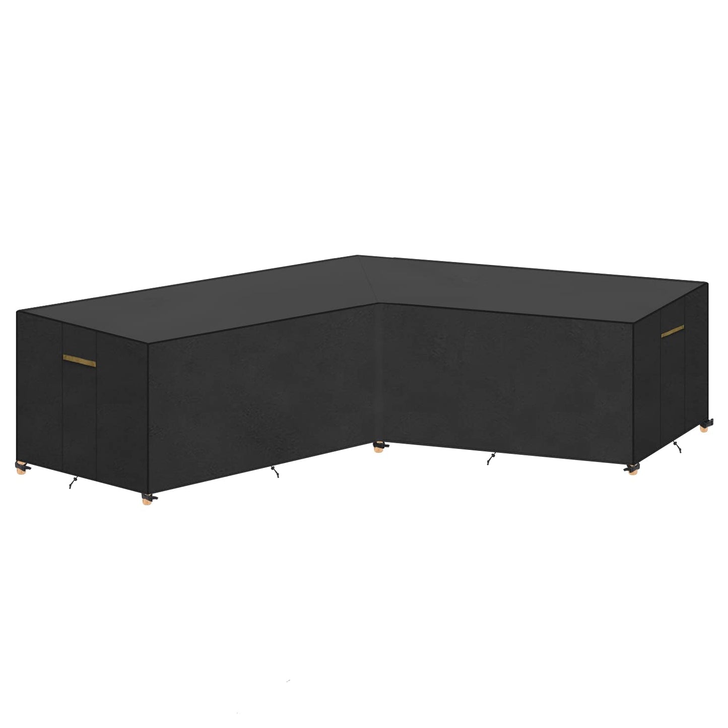 VANSHEIM Corner Sofa Cover V Shape Waterproof V Shaped Garden Furniture Covers Waterproof Outdoor Rattan V-Shape Sofa Cover with Straps,Drawstrings