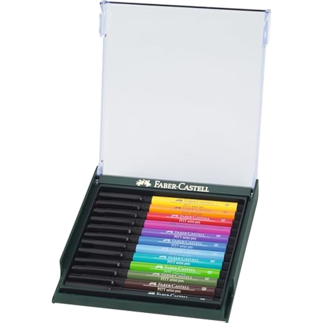 Faber-Castell Art & Graphic Pitt Artist Pen Brush India Ink Pen, Basic Tones, Set Of 12, For Art, Craft, Drawing, Sketching, Home, School, University, Colouring