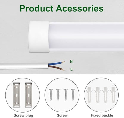 muzha 4 Packs LED Batten Lights，PC Body， 4FT 36W 4000k 3600lm,Low Profile Wall or Ceiling Surface Mounted Fitting for Home/Workshop/Office/School Restaurant (4FT)