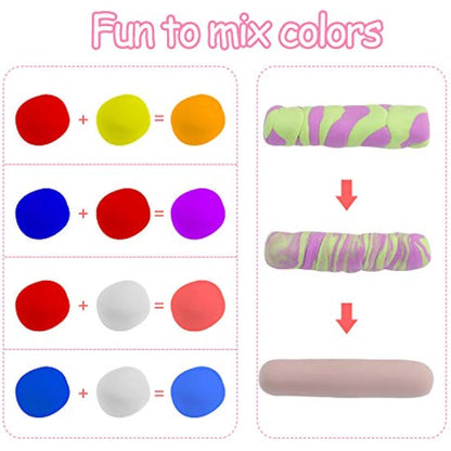 iFergoo Air Dry Clay, 50 Colours Modelling Clay for Kids, Safe and No-Toxic Modeling Clay & Dough, Soft & Stretchable DIY Magic Clay with Tools, Children Boys Girls Toys