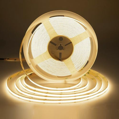 SIRYYUI COB LED Strip 10M,Warm White 3000K LED Strip Light DC24V,384LEDs/M,CRI 90+ Super Bright Uniform Dotless LED Tape Lights for Cabinet Room Home DIY Lighting Project (No Power Supply)