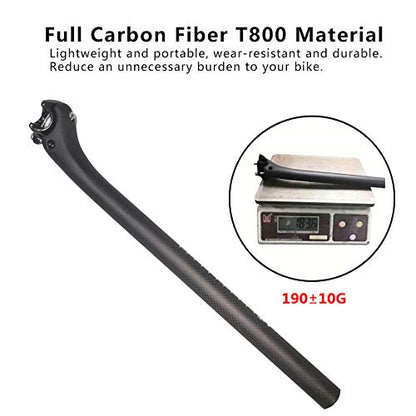 ROADNADO Bicycle SeatPost, Carbon Fiber Bike Seatpost Matte 27.2 * 400mm Adjustable Seatpost for MTB Road Bike BMX Seattube