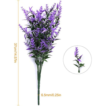 Yoicn Lth 12 Bundles Artificial Lavender Flowers, Plastic UV Resistant Flowers, Fake Lavender Plants for Outdoor and Indoor Decorations