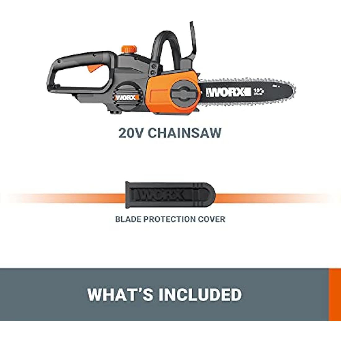 WORX WG322E.9 18V (20V MAX) 25cm Cordless Compact Chainsaw - (Tool Only - Battery & Charger Sold Separately), Black