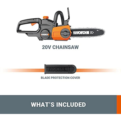 WORX WG322E.9 18V (20V MAX) 25cm Cordless Compact Chainsaw - (Tool Only - Battery & Charger Sold Separately), Black