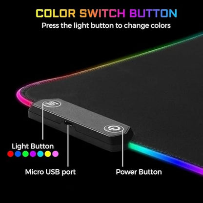 G-LAB Pad RUBIDIUM - RGB Gaming Mouse Pad - XXL Gaming Mouse Pad - LED Backlight - Water Resistant - High Precision Fabric - Non-Slip Rubber Base - 800x300x3mm - Black