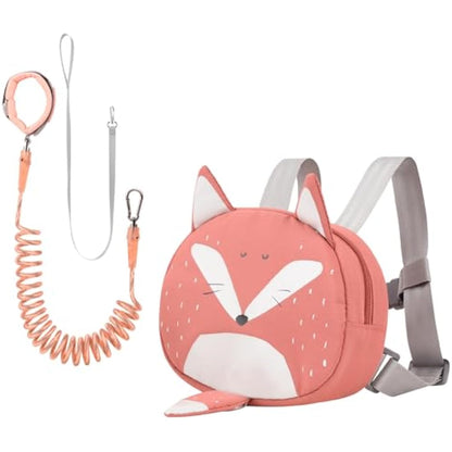 Bebamour Animal Toddler Backpack with Reins Mini Bag with Safety Leash for Children Portable Backpack Rucksack with Safety Harness for Boys and Girls, Orange