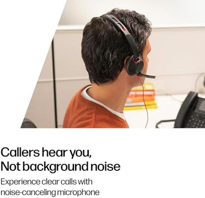 Poly Blackwire 5220 Wired Headset - Flexible Noise-Canceling Boom Mic - Ergonomic Design - Connect to PC/Mac, Mobile via USB-C, USB-A, or 3.5 mm - Works w/Teams, Zoom